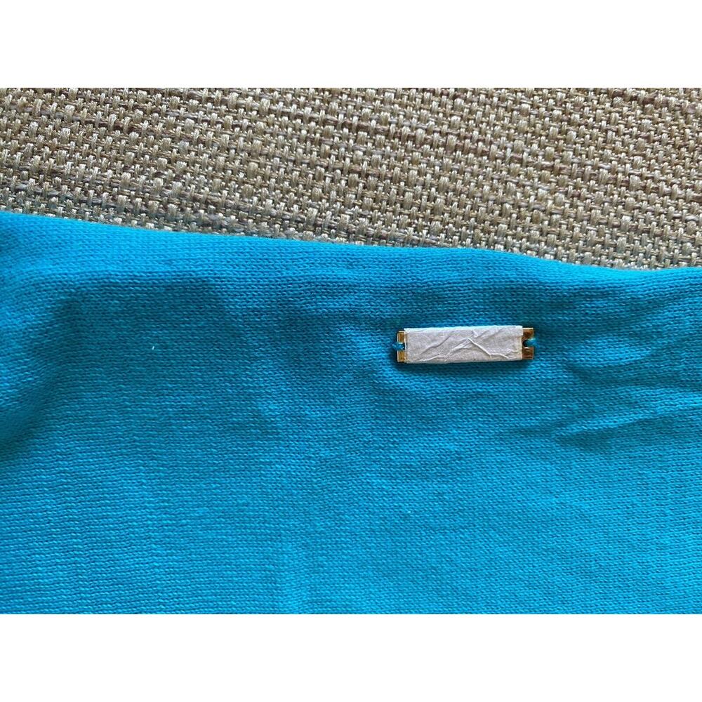 TORY BURCH Cardigan Blue Long Sleeve Open Front Draped Sweater L - Picture 12 of 12